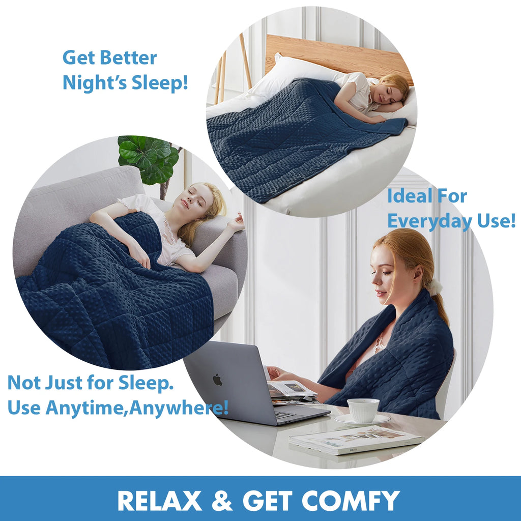 Navy Blue Weighted Sofa Blanket